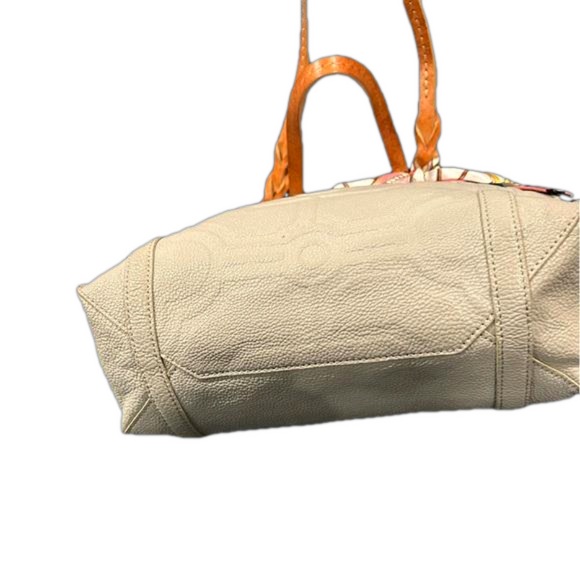 Brighton Floral Embossed Leather Handbag in Gray with Twilly - Picture 6 of 13